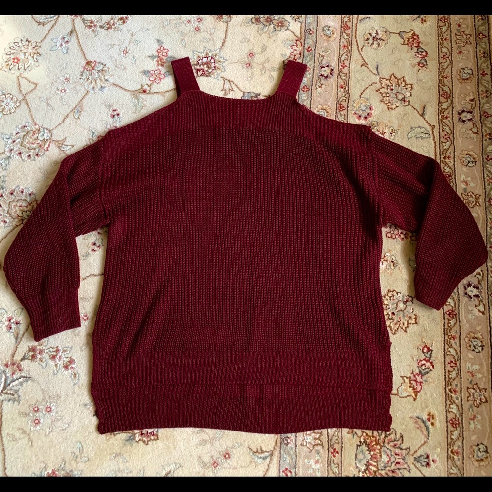 Burgundy Sweater with shoulder cut outs